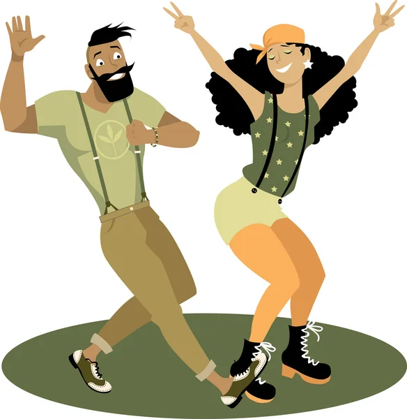 Pareja de moda bailando — Vector de stock