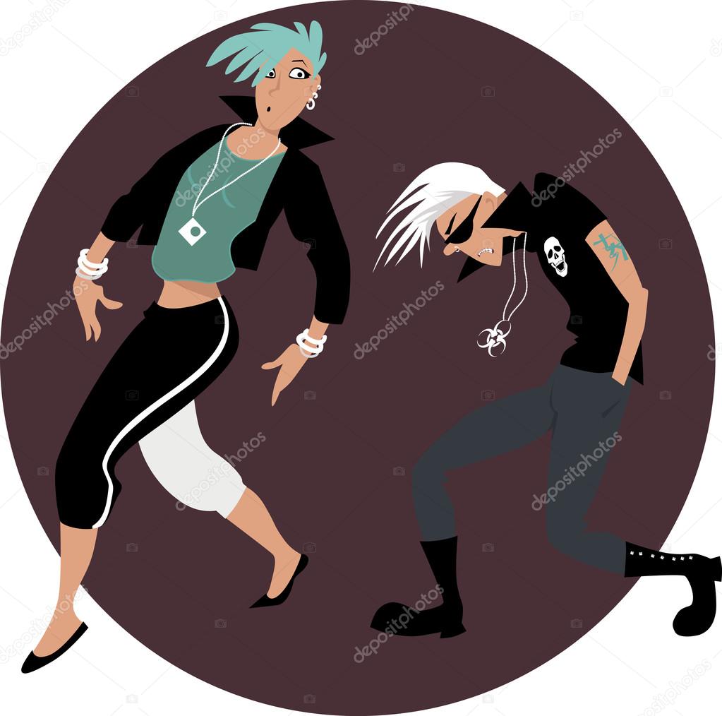 Cartoon couple dancing