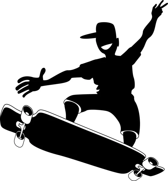 Скейтбордистский векторный силуэт — стоковый вектор