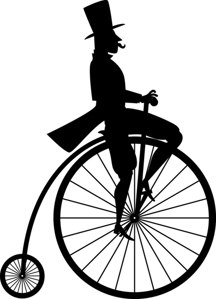 Oldtimer-Fahrrad-Silhouette — Stockvektor