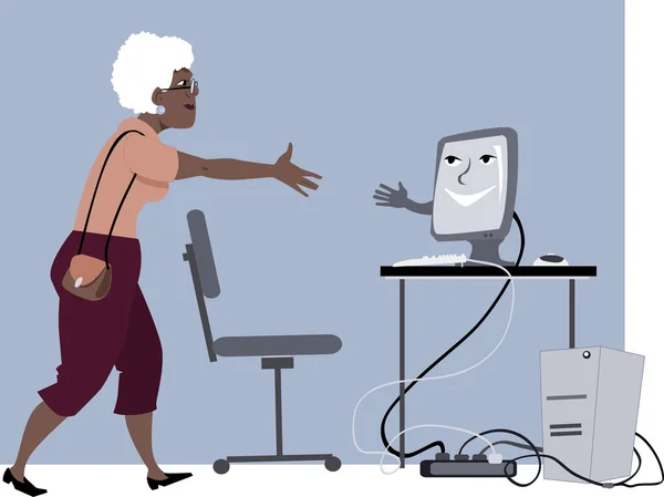 Cours d'informatique pour personnes âgées — Image vectorielle