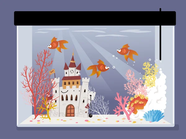 Fish tank with goldfish — Stok Vektör