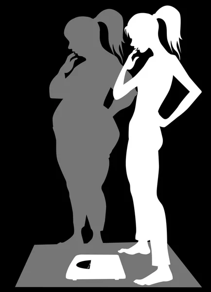 Mujer luchando contra la anorexia — Vector de stock