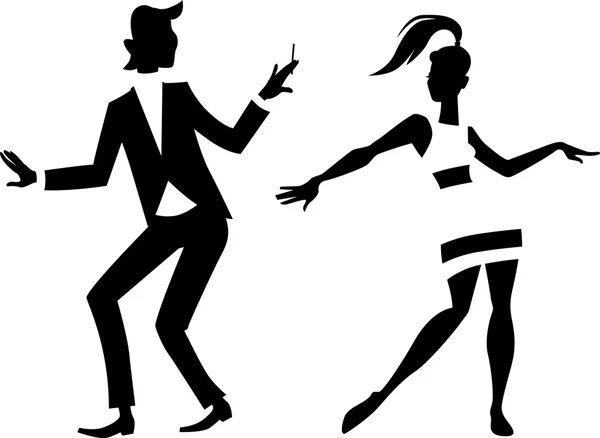 20 世纪 60 年代对夫妇跳舞 — 图库矢量图片