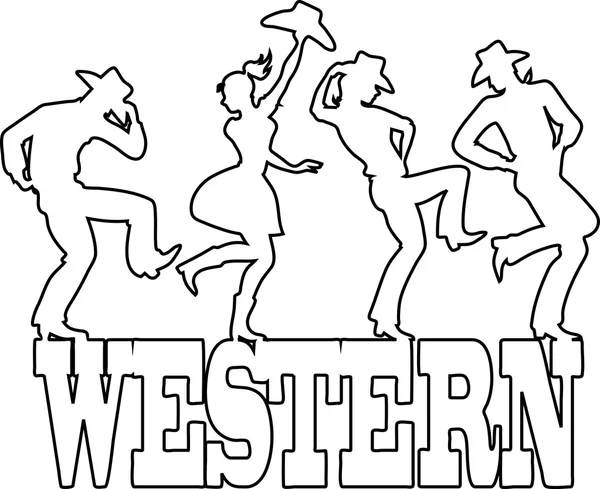Western dancing and music — Stock Vector