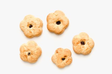 Beyaz arka planda kurabiyeler, beyaz arkaplanda kurabiyeler, beyaz arkaplanda çay için şekerler. 