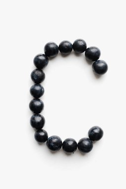 alphabet from fruits of thorns, thorns on white background 