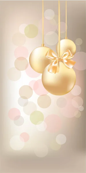 Christmas card with Golden balls glare. — Stockový vektor