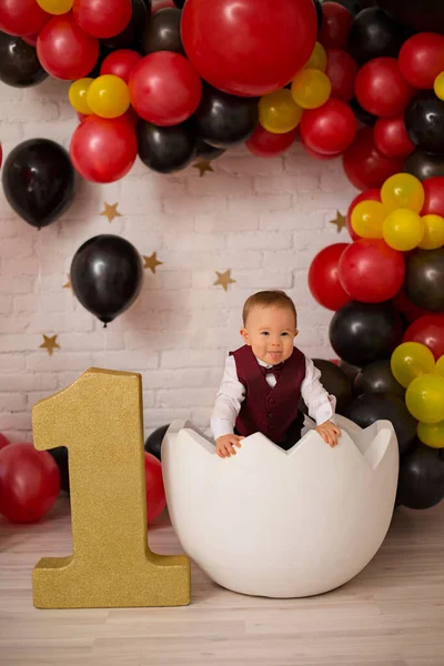 Primeiro Aniversário Bebê Festa Menino — Fotografia de Stock