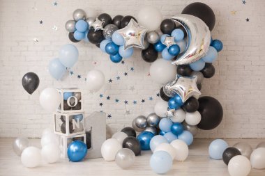 Birthday decor with stars and moon for boy clipart