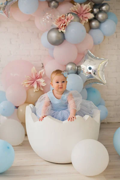 Bebé Niña Vestido Azul — Foto de Stock