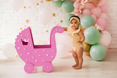 İlk doğum günü kızı pembe dekor