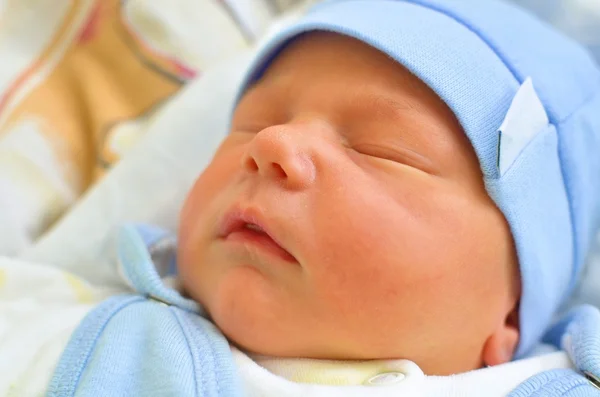 Dressed Up Baby Boy Quietly Sleeping in a Bed — Stock Photo, Image