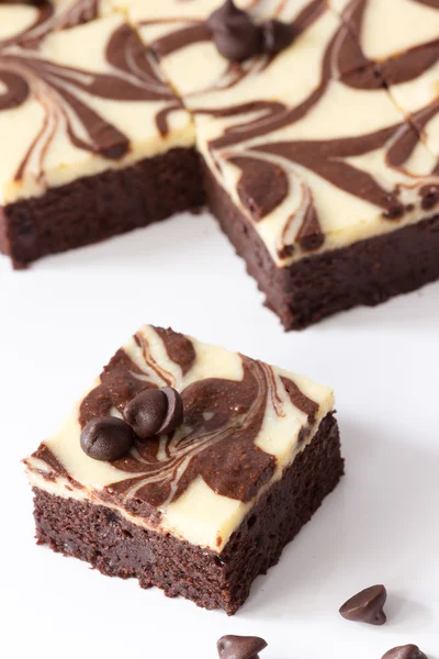 Corte de Brownie Cheesecake — Fotografia de Stock