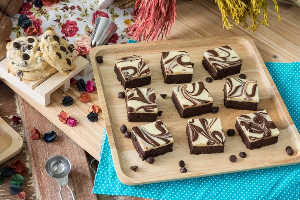 Corte de Brownie Cheesecake — Fotografia de Stock