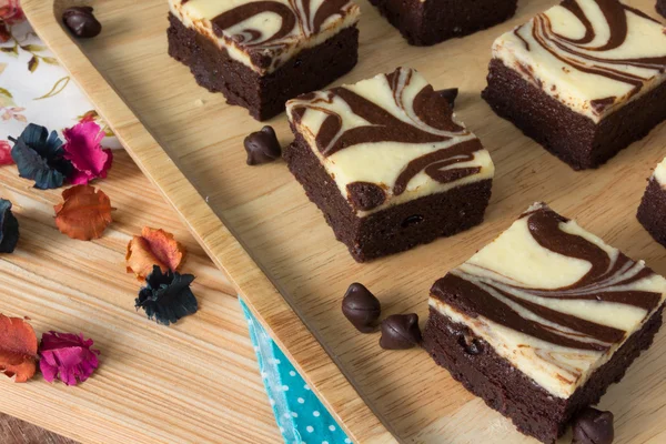 Corte de Brownie Cheesecake — Fotografia de Stock