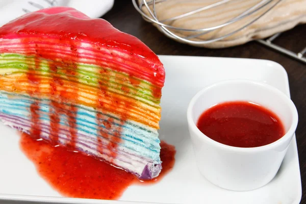 Rainbow crape cake — Stock Photo, Image