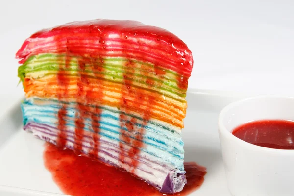 Rainbow crape cake — Stock Photo, Image