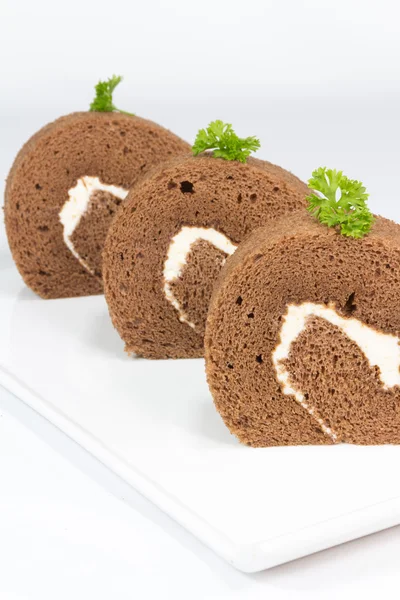 Schokoladenkuchenrolle — Stockfoto