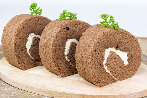 Schokoladenkuchenrolle — Stockfoto