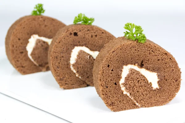 Schokoladenkuchenrolle — Stockfoto