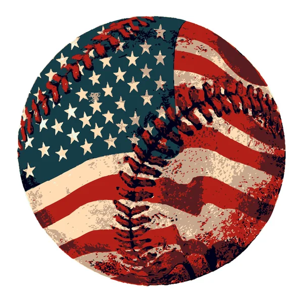 Beisebol embrulhado com a bandeira americana — Vetor de Stock