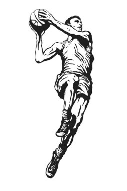 Siyah beyaz top oynayan basketbolcu