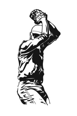 Siyah beyaz beysbol atıcısı