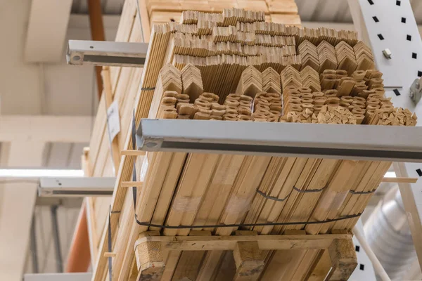 Panneaux Façonnés Bois Massif Dans Une Pile Industrie Construction Pour — Photo