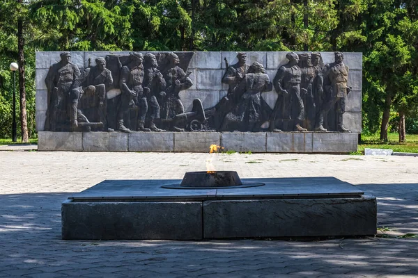 Piazza Commemorativa Memoria Dei Combattenti Della Rivoluzione Fiamma Eterna Omsk — Foto Stock