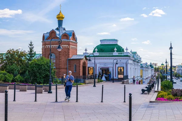 Die Leninstraße Stadtzentrum Blick Auf Die Iwerskaja Kapelle Und Das — Stockfoto