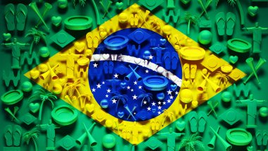 Brazil Flag with Icon clipart