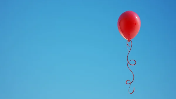 Rode ballon met knippen pat — Stockfoto
