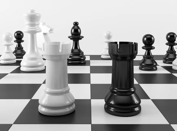 Chess torn i confrontatio — Stockfoto