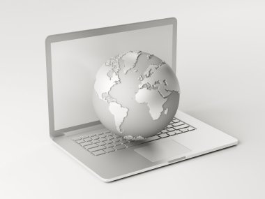 laptop globe izole