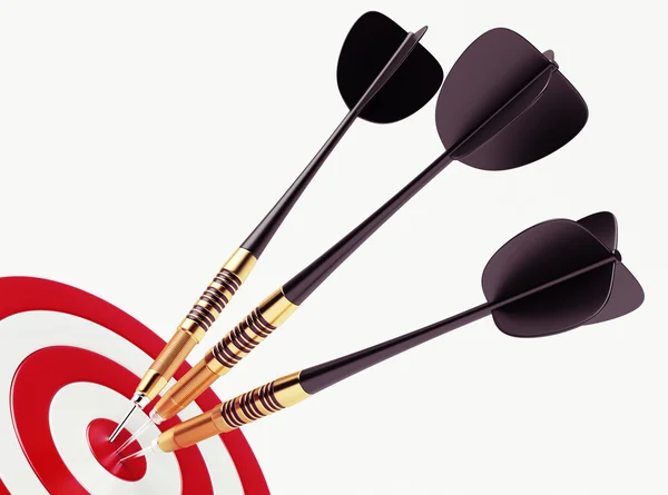 Darts on red targe — Stock Photo, Image