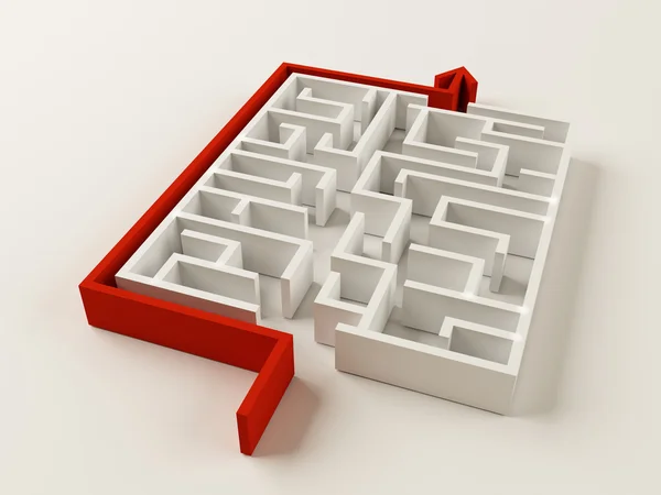 Solved Maze Puzzle — Stock Photo, Image