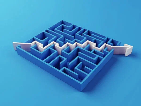 Solved Maze puzzle — Stock Photo, Image