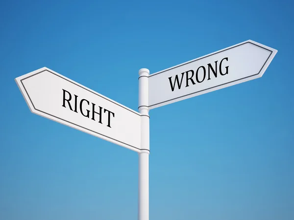 Right and Wrong Signpos — Stock Photo, Image