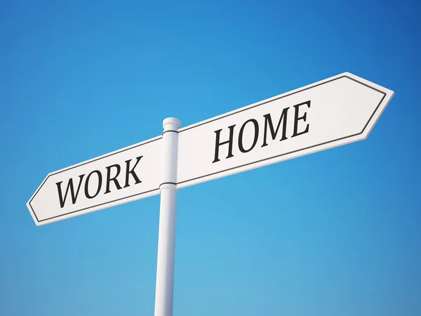 Arbete och hem signpos — Stockfoto