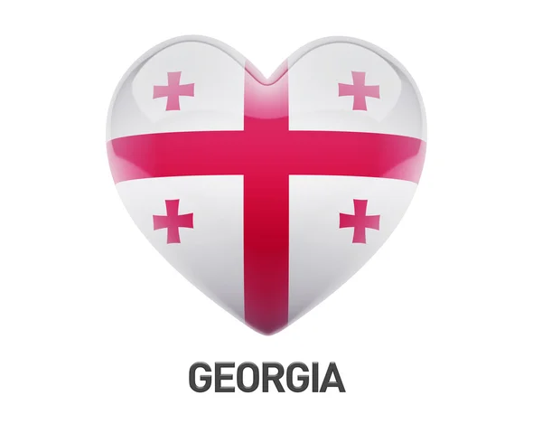 Ícone do coração da bandeira da Geórgia — Fotografia de Stock