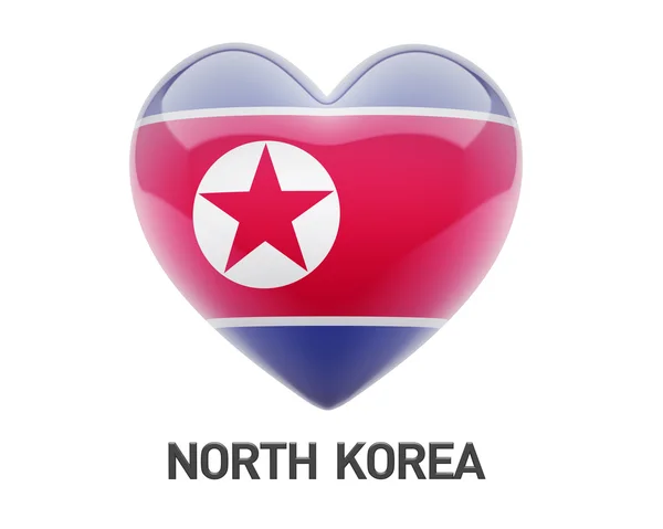 Nordkorea flaggikonen hjärta — Stockfoto