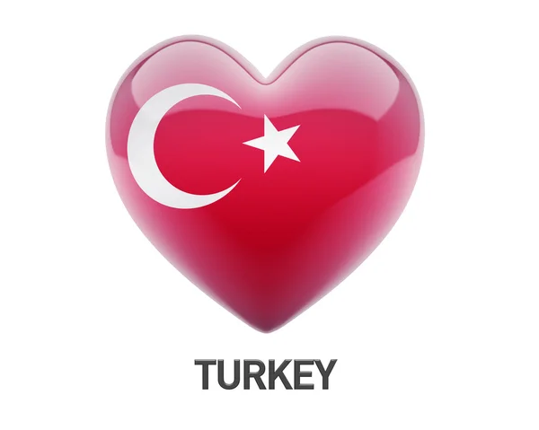 Turcia Steag Heart Icon — Fotografie, imagine de stoc