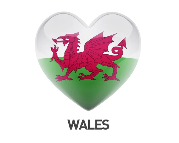 País de Gales Ícone Coração Bandeira — Fotografia de Stock