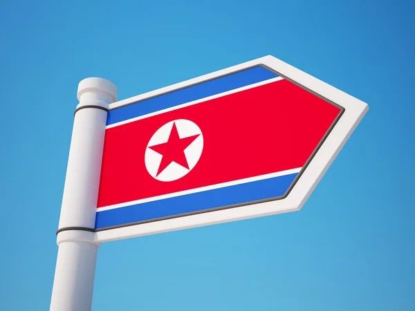 Coreia do Norte Sinal de bandeira — Fotografia de Stock