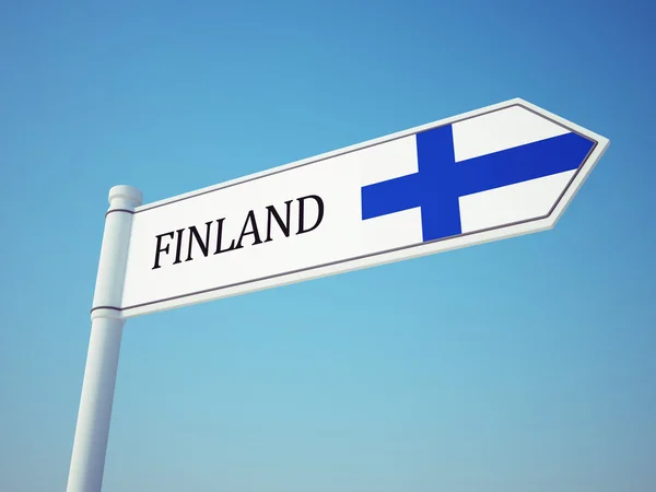 Znak banderą Finlandii — Zdjęcie stockowe