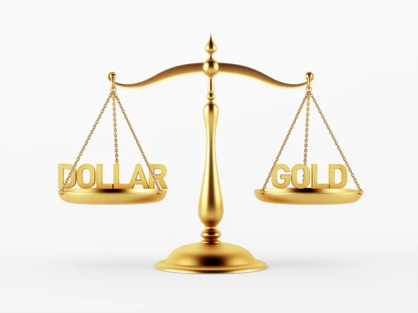 Concetto in scala Dollaro e Giustizia dell'Oro — Foto Stock