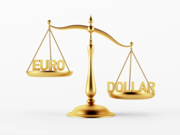 Concepto de escala de justicia euro y dólar — Foto de Stock