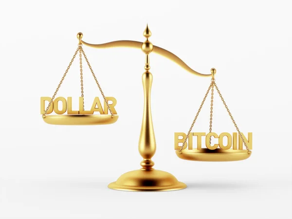 Dollaro e Bitcoin Justice Scale Concept — Foto Stock