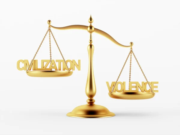Civilization and Violence Justice Scale Concept — Stock Photo, Image